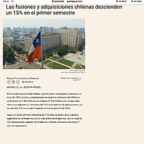 Las fusiones y adquisiciones chilenas descienden un 15% en el primer semestre
